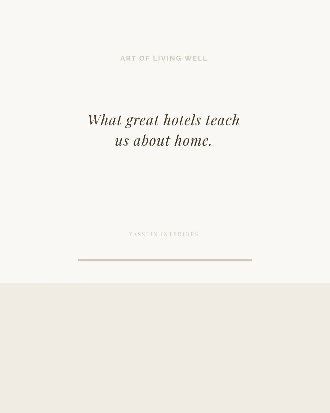 The best hotel rooms aren&rsquo;t memorable because they&rsquo;re expensive. They&rsquo;re memorable because every detail was considered - the light, the texture, the quiet. Your home can feel exactly that way. That&rsquo;s the work. 

Begin a conver