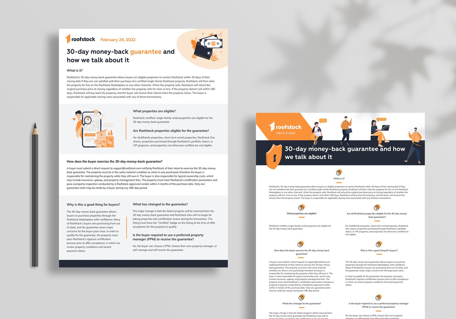 One-pagers for guarantee-changes