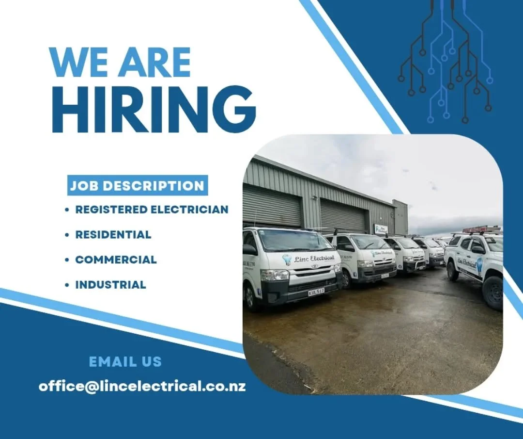 Are you or someone you know a registered electrician? Looking for a job? Great things are happening here at Linc Electrical. Be a part of it. Email us at office@lincelectrical.co.nz with a CV to join our team!