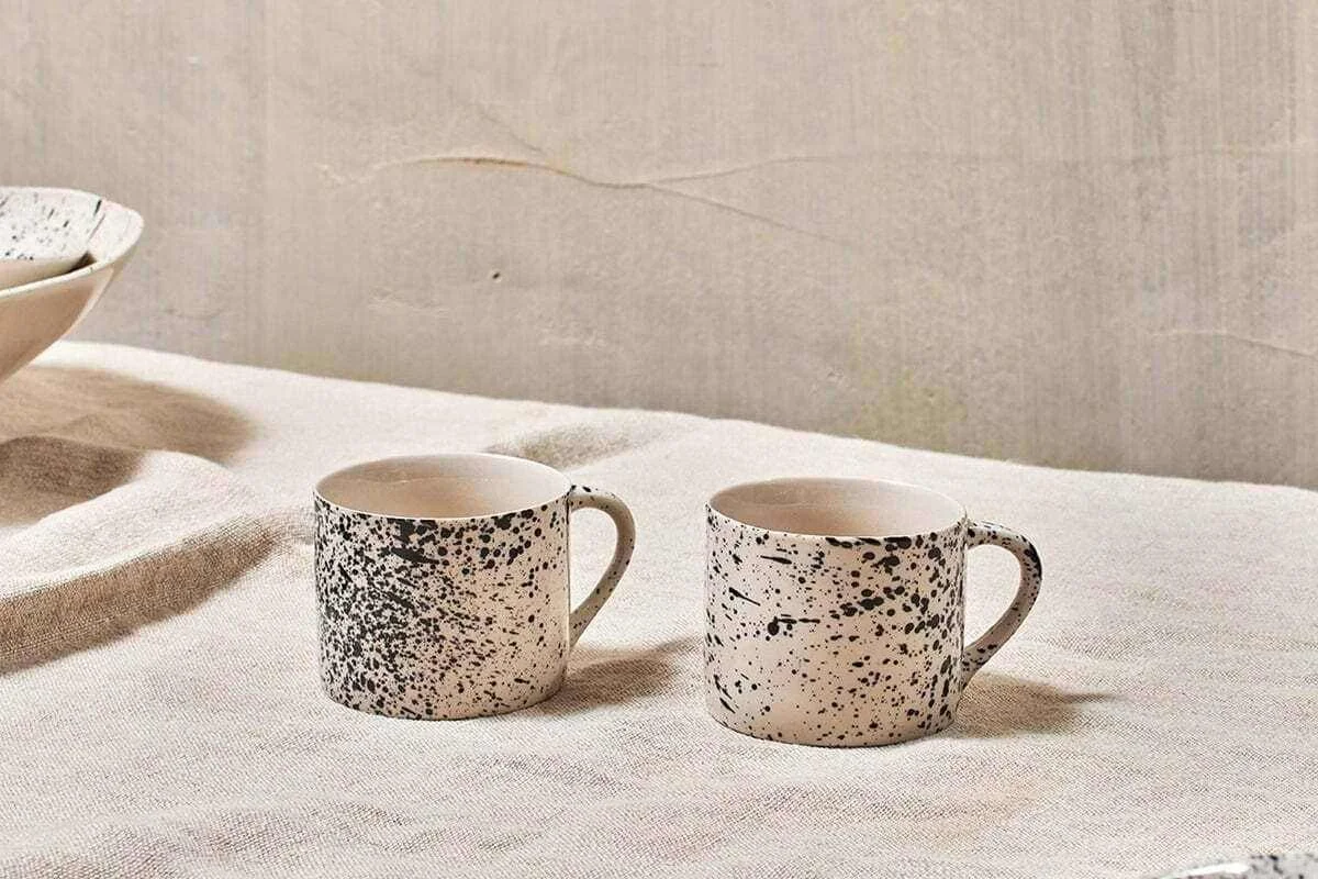 SPLATTER DESIGN SHORT MUG - SET OF 2