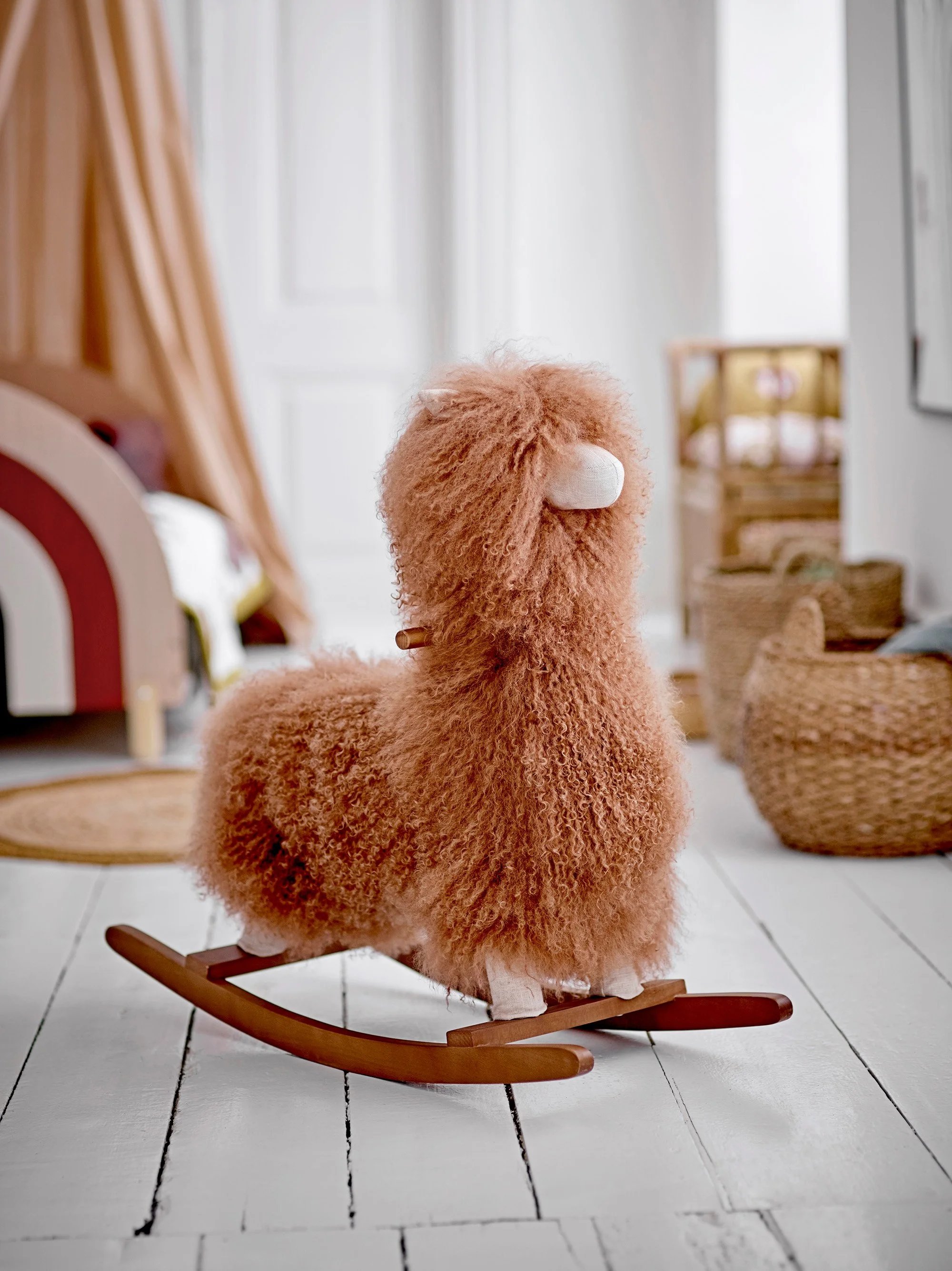 Walde Rocking Toy Lama - Brown Lambskin