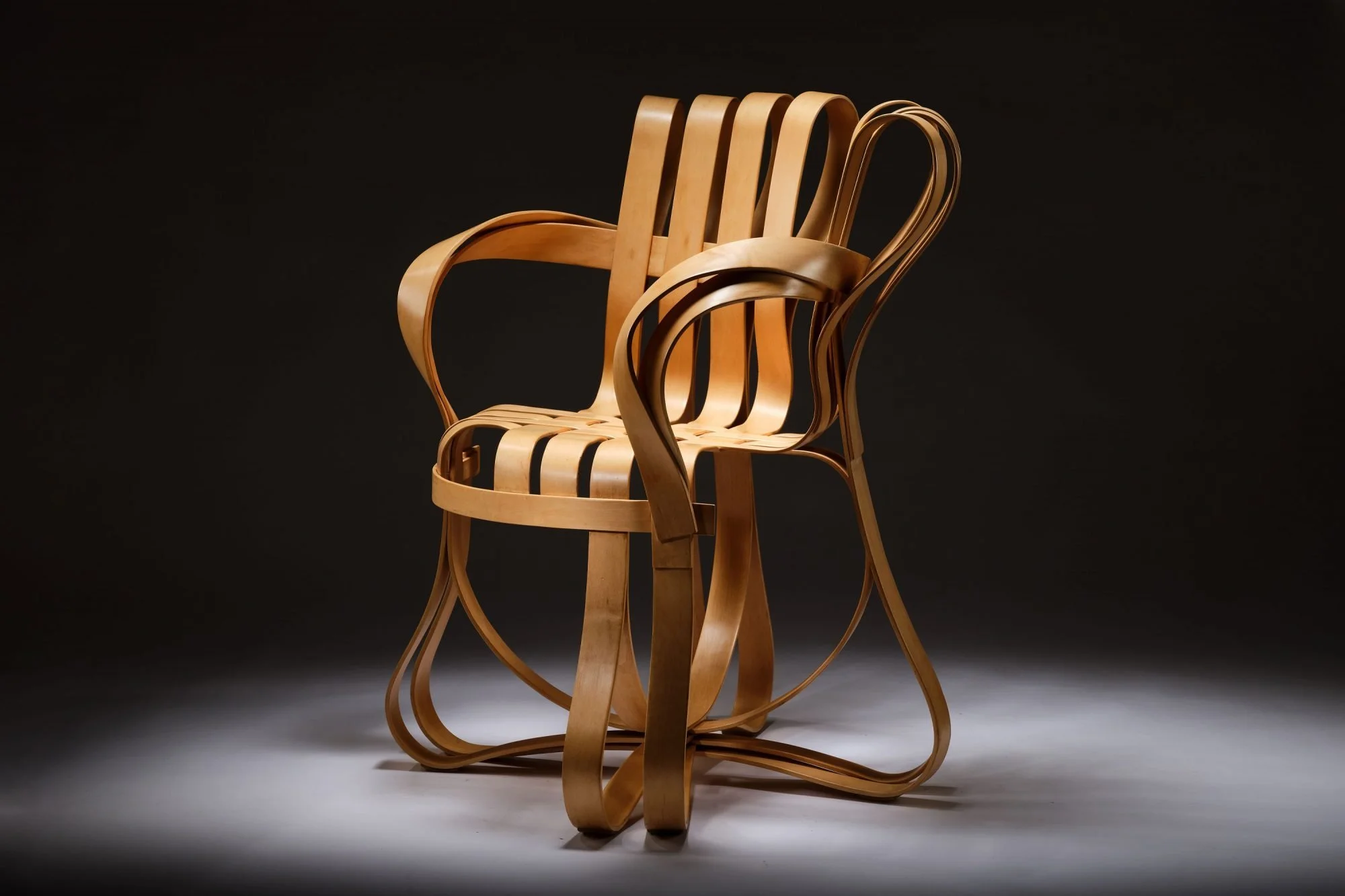 Extremely Rare Frank Gehry For Knoll White Maple Bentwood ‘Cross Check’ Chairs, Circa 1990’s.