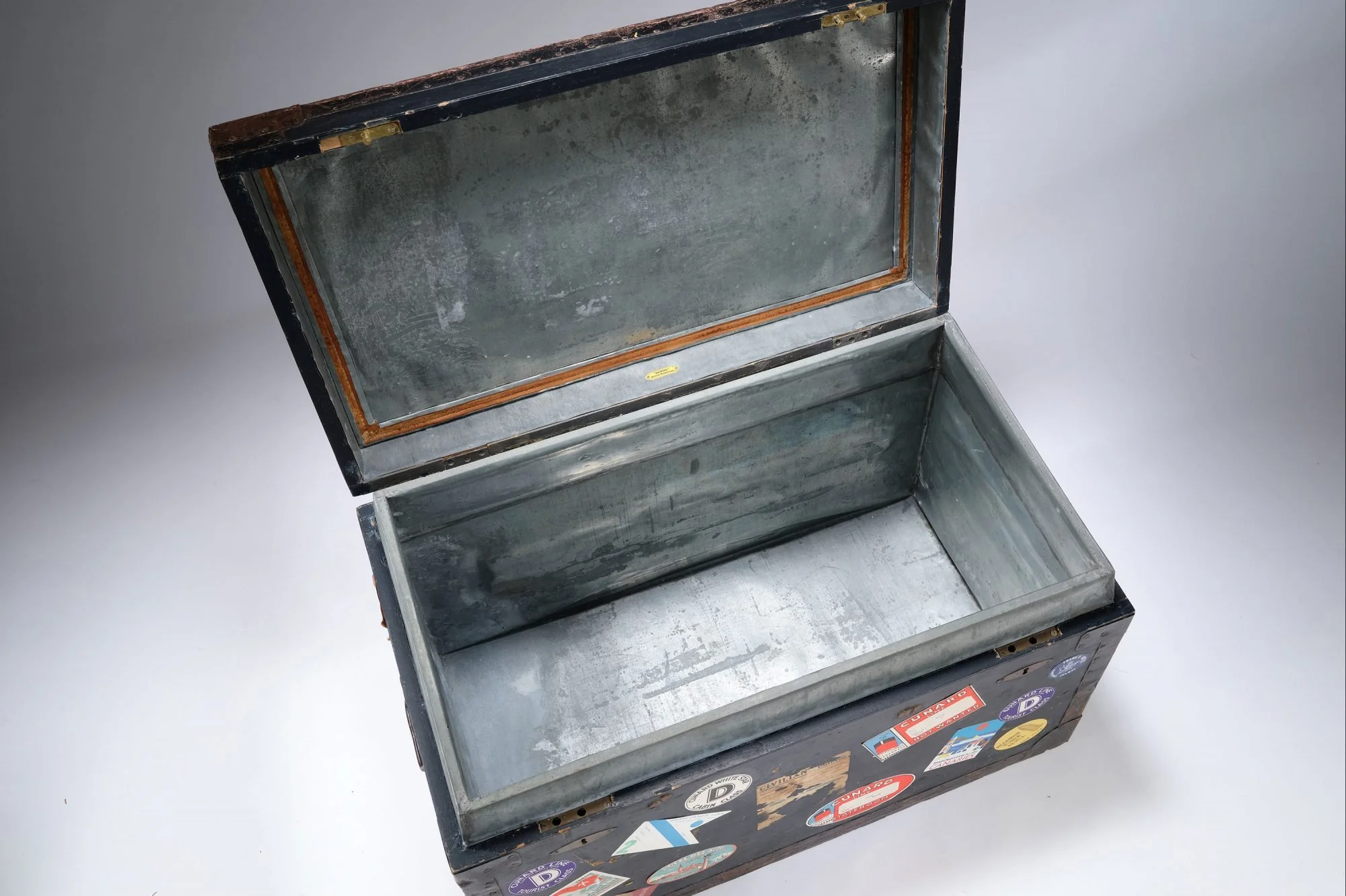 Original ‘Burne’ Steamer Trunk With Incredible Provenance, Historical Journeys, Photographs & Original ‘Cunard Line White Star’ Passenger Stickers.