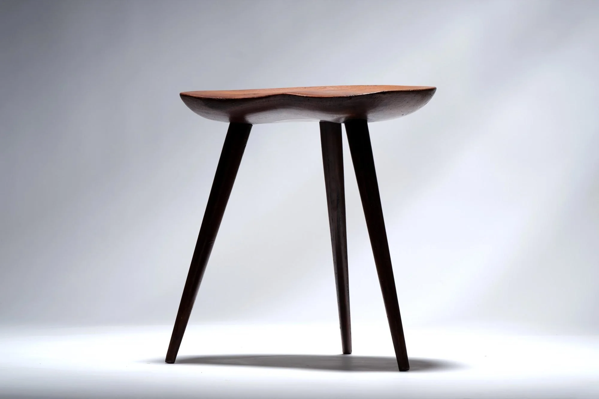 Iconic Mid Century Danish Elm Tapered Tripod Stools