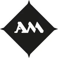 A black diamond shape with a white stylized letter 'AM' inside