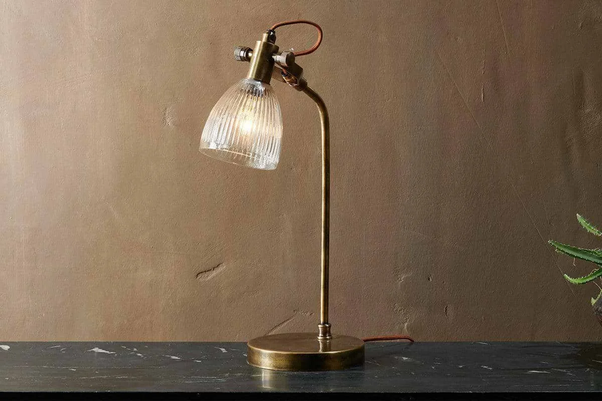 RECYCLED GLASS TABLE LAMP - ANTIQUE BRASS