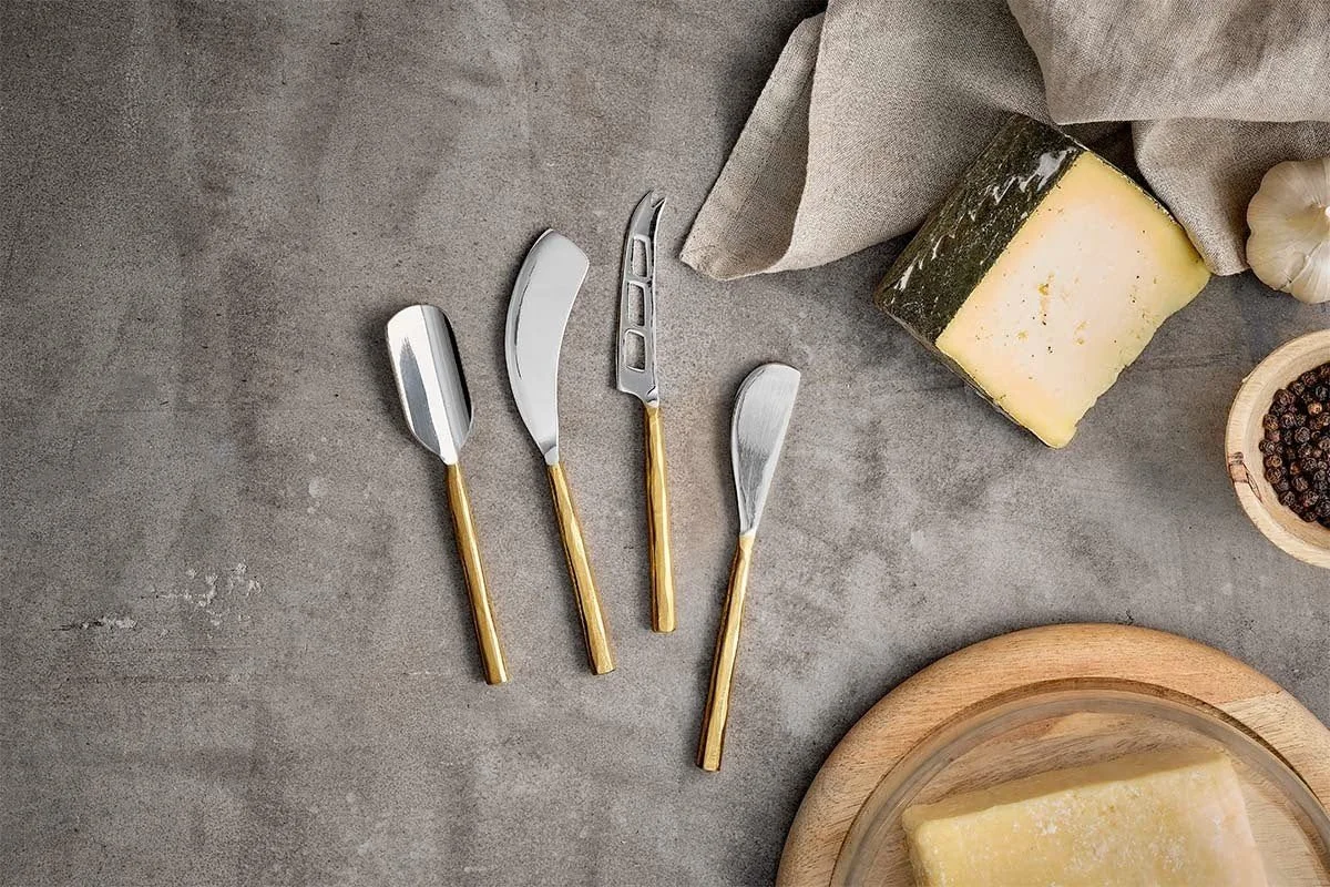CHEESE KNIFE SET INBRUSHED GOLD