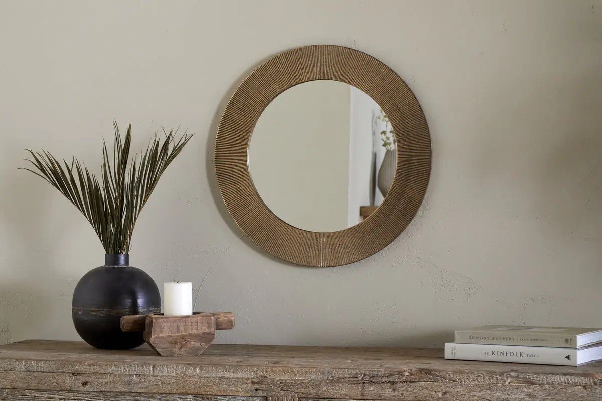 ANTIQUE BRASS ETCHED MIRROR