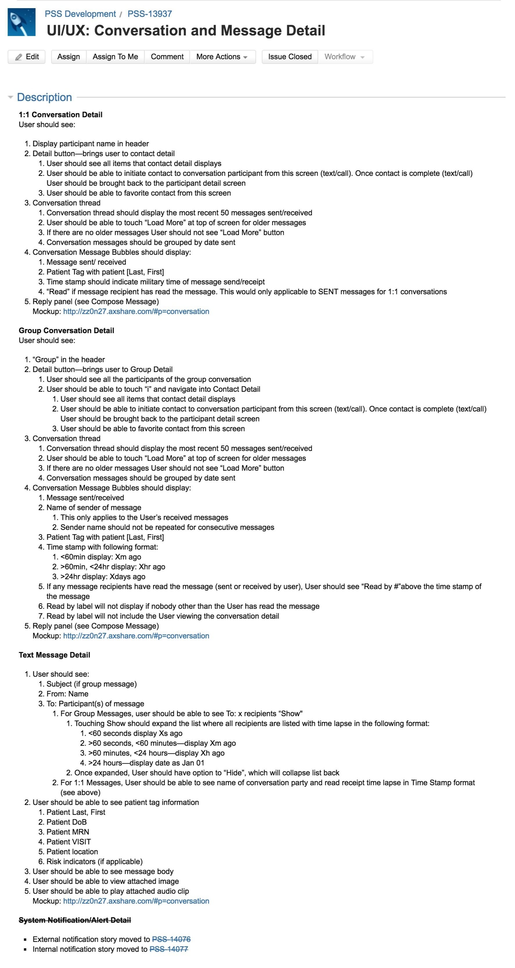 Sample of UI specifications for engineering & QA