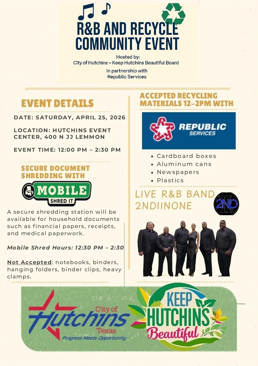 R&B and Recycle Community Event  City of Hutchins 