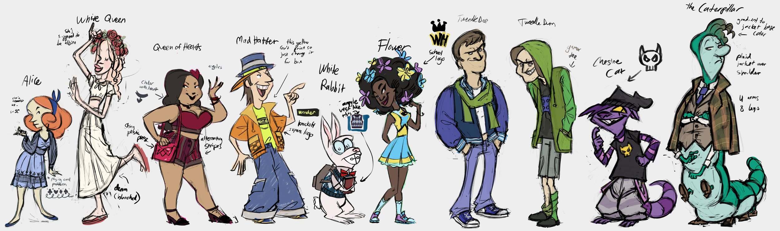 lineup sketches and design notes