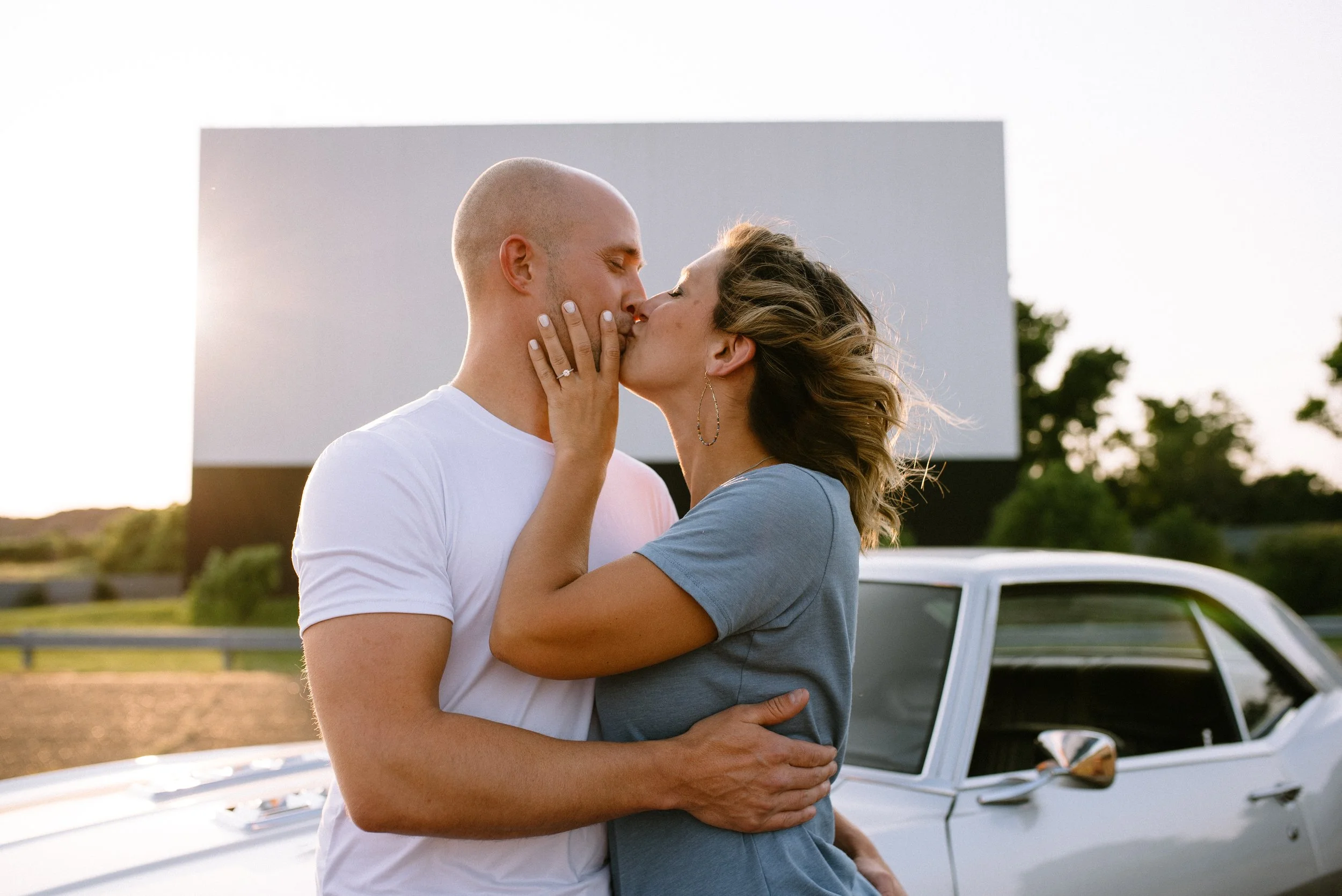 summer malco drive in engagement photos