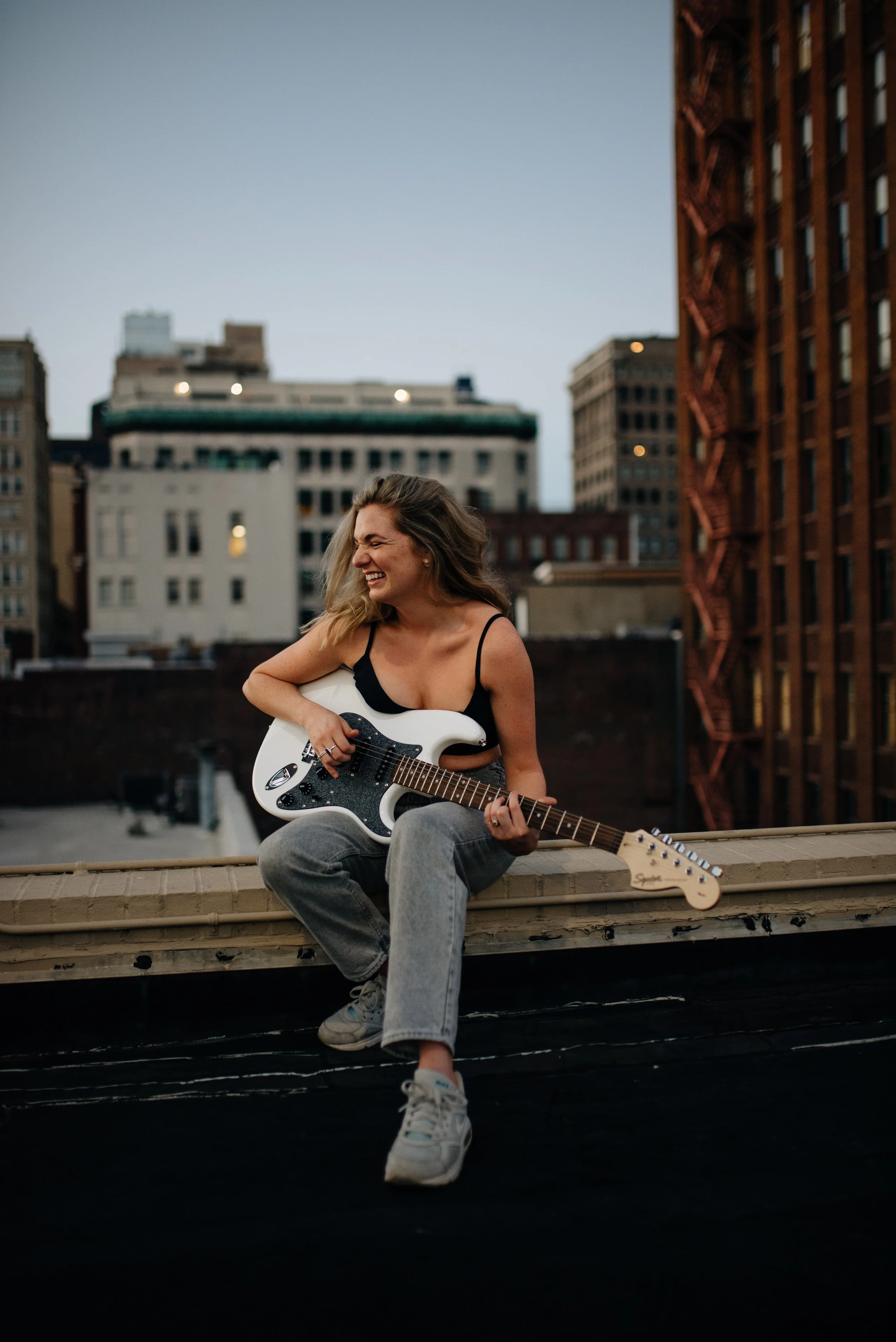artist portraits for New York City singer Amelia Beckham in downtown memphis tennessee by beale street