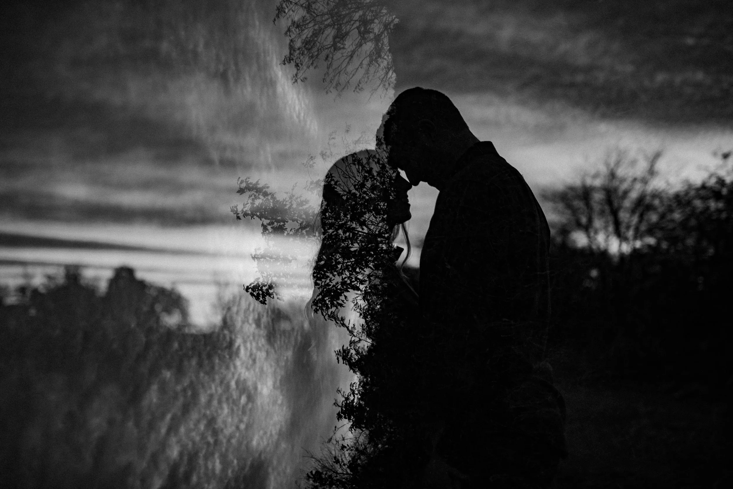 double exposure engagement photos