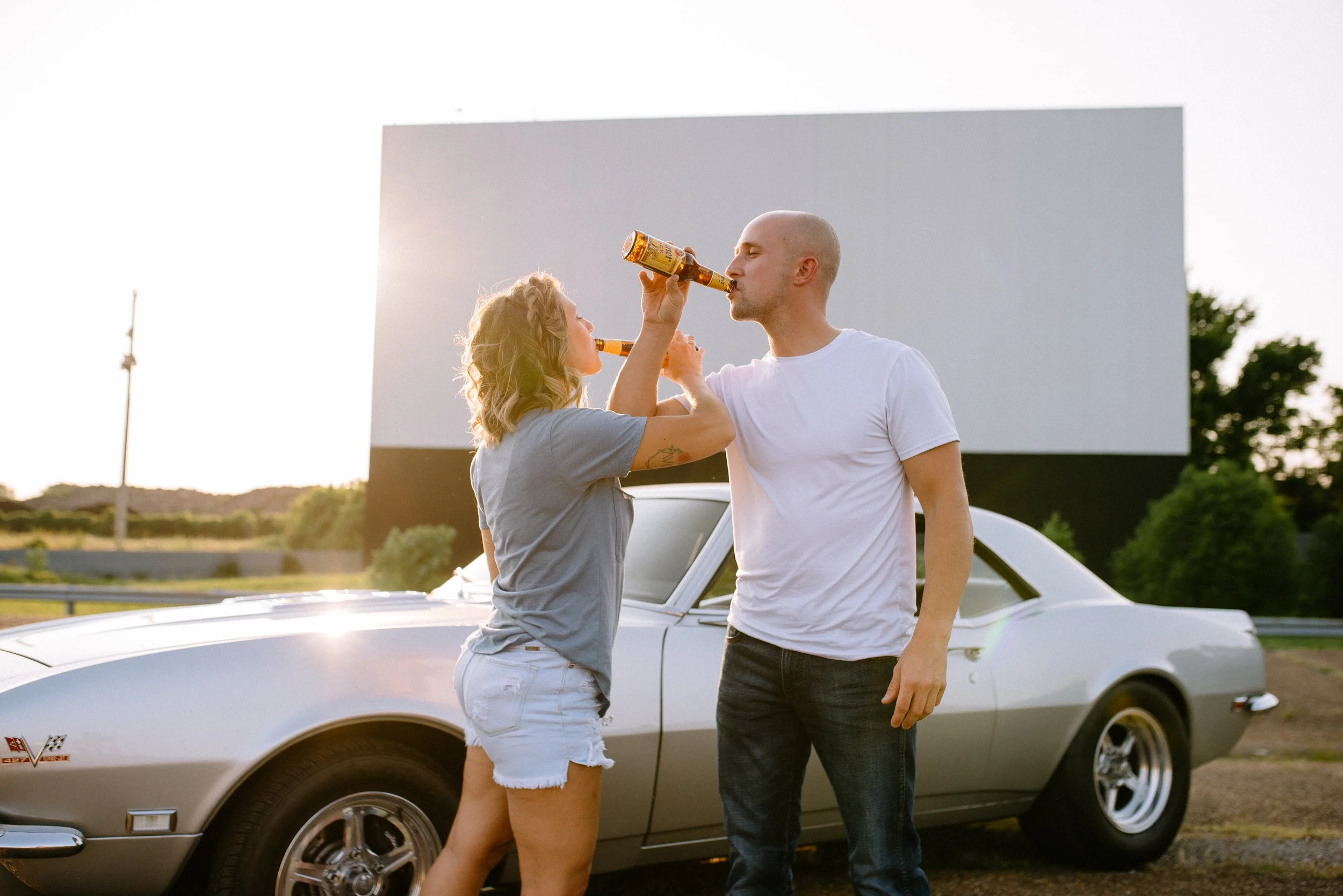 summer malco drive in engagement photos