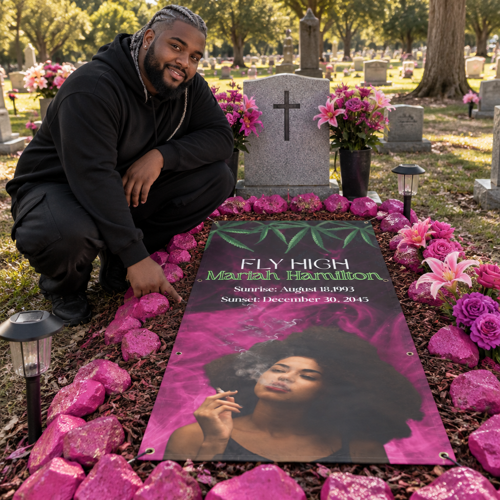 Fly High Personalized Custom Memorial Weed Smoker Grave Blanket For Her