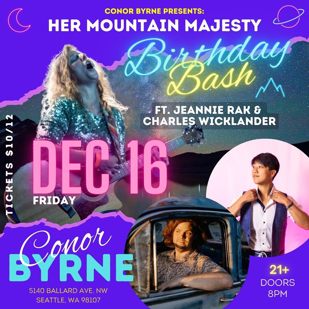 I can&rsquo;t think of a better way to spend my birthday than playing a show at my favorite place - @conorbyrnepub! One month from today, Friday 12/16, come celebrate with me, @jeannierakmusic, and @charles_wicklander all with our full bands. It will