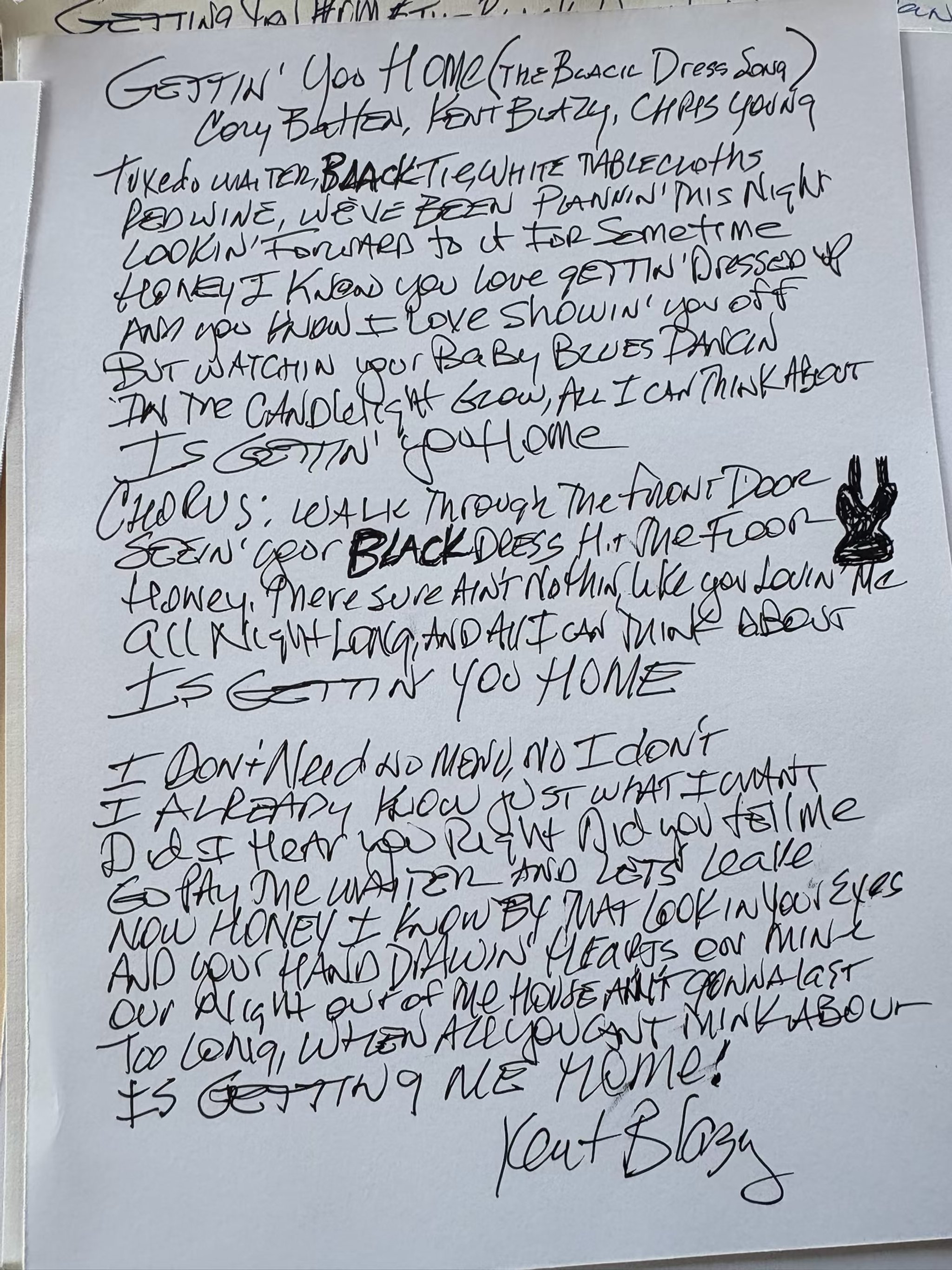 Gettin' You Home Handwritten Song Lyrics