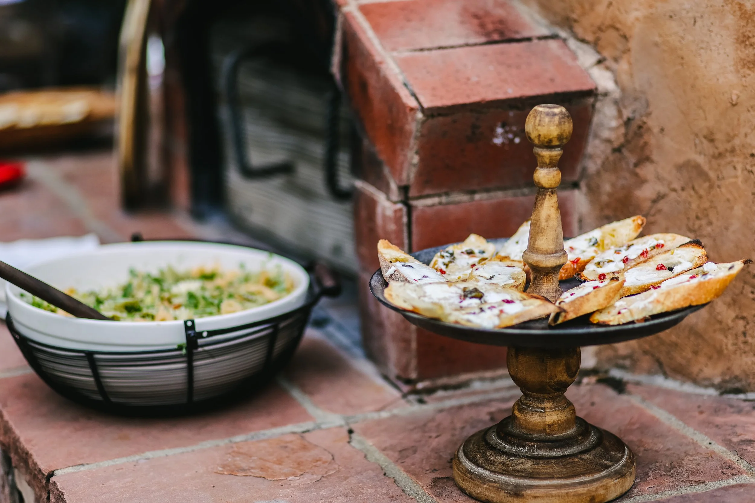 Bruschetta on Pizza Oven in Farmhouse Event