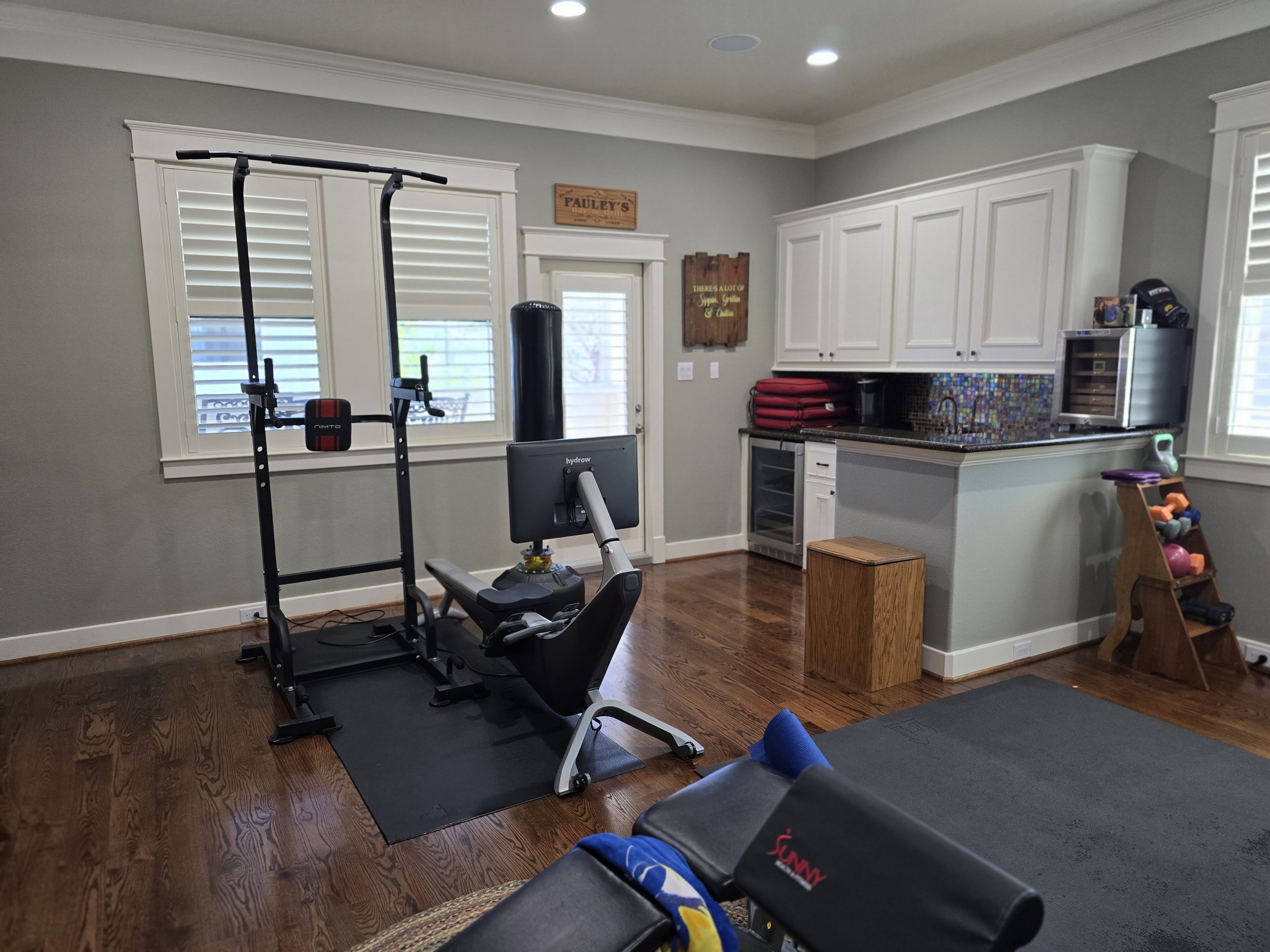 Freshly painted upstairs home gym interior in Katy, Texas