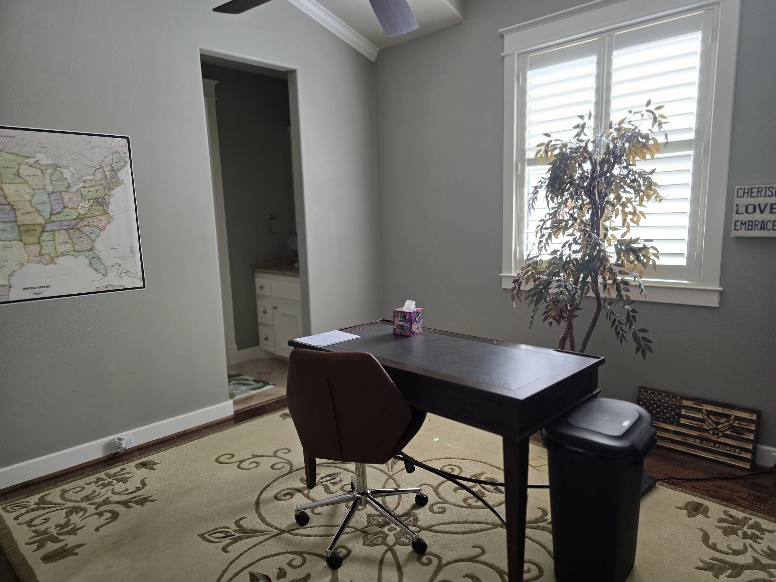 Freshly painted office interior with gray walls in West Houston, Texas