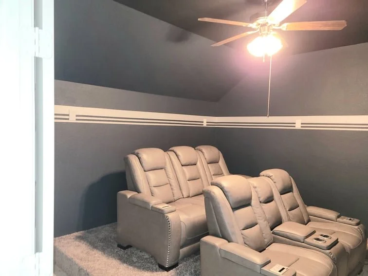 Interior painting project with light gray walls in Missouri home.