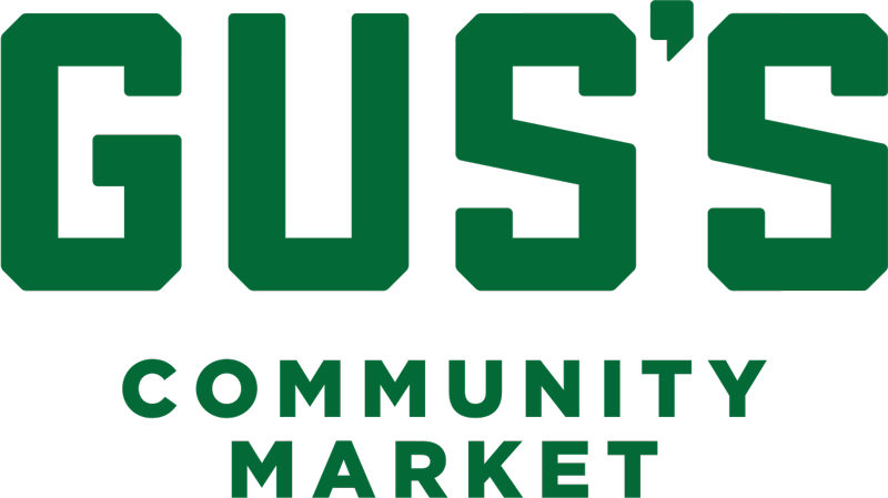 Gus's Community Market logo in green text