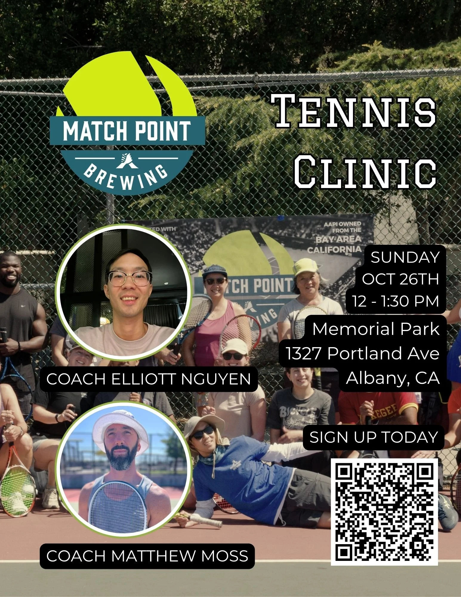 tennis clinic coach elliott nguyen memorial park albany