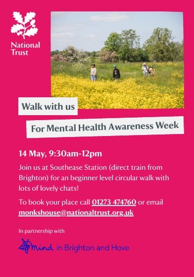poster providing details of the national trust walk for mental health awareness week