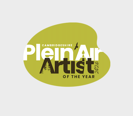 Cambridgeshire Plein Air Artist of the Year 2026 logo with a green background and white text.