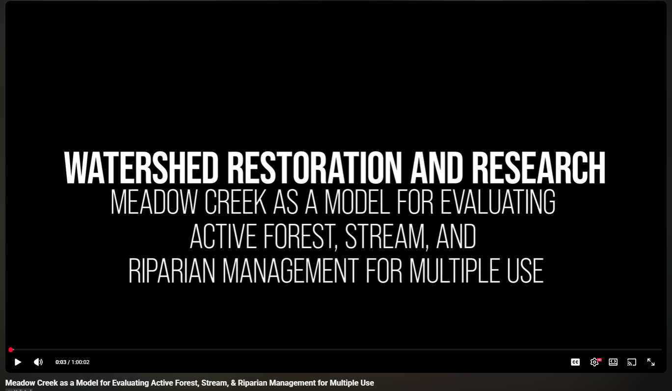 Meadow Creek as a Model for Evaluating Active Forest, Stream, &amp; Riparian Management for Multiple Use