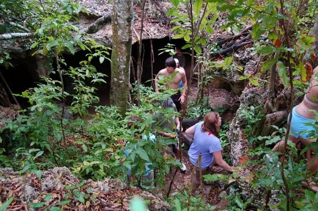 At the mouth of the cave