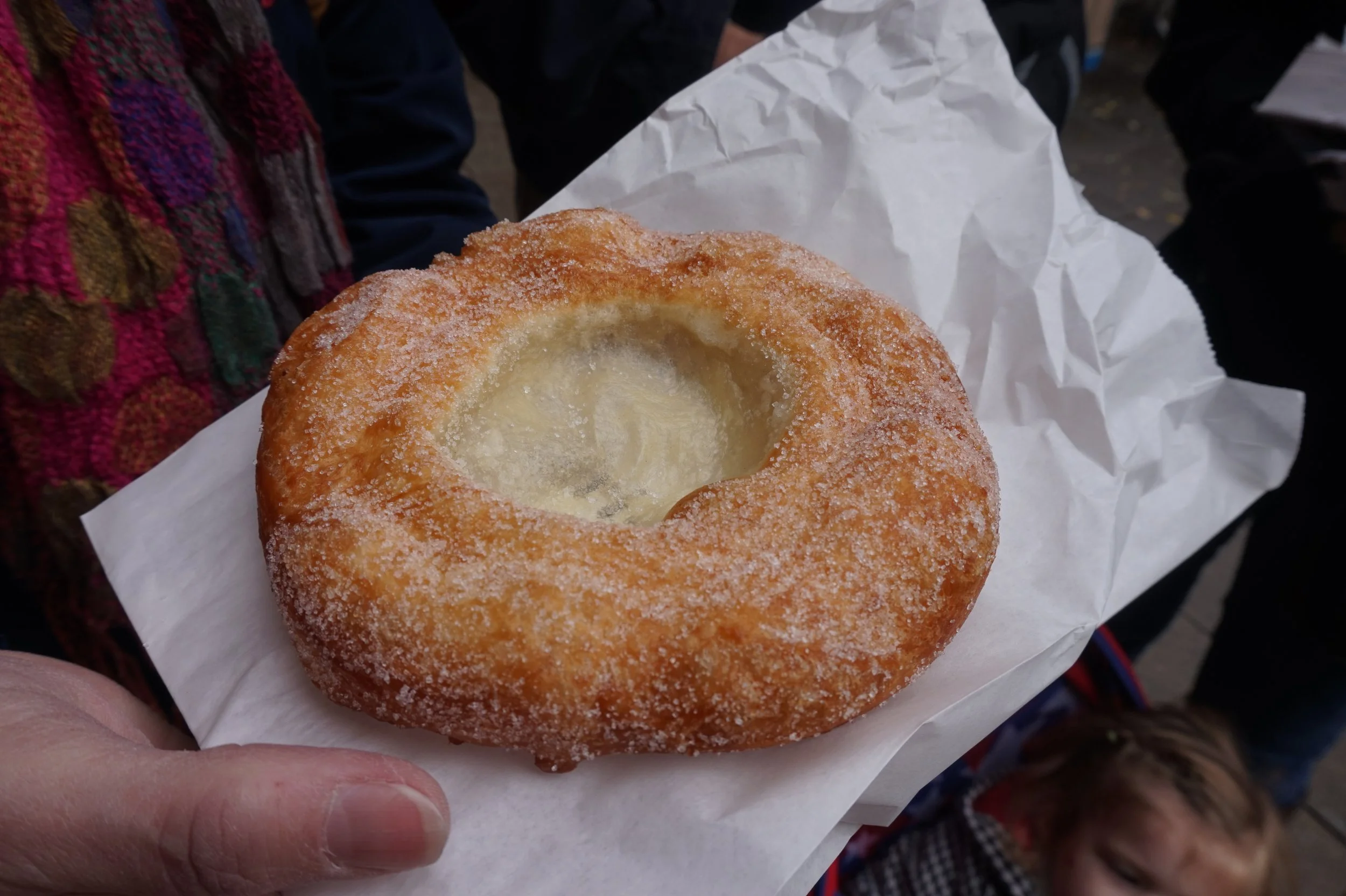 Close up of schmaltznudel pastry from Munich's Cafe Frischhut