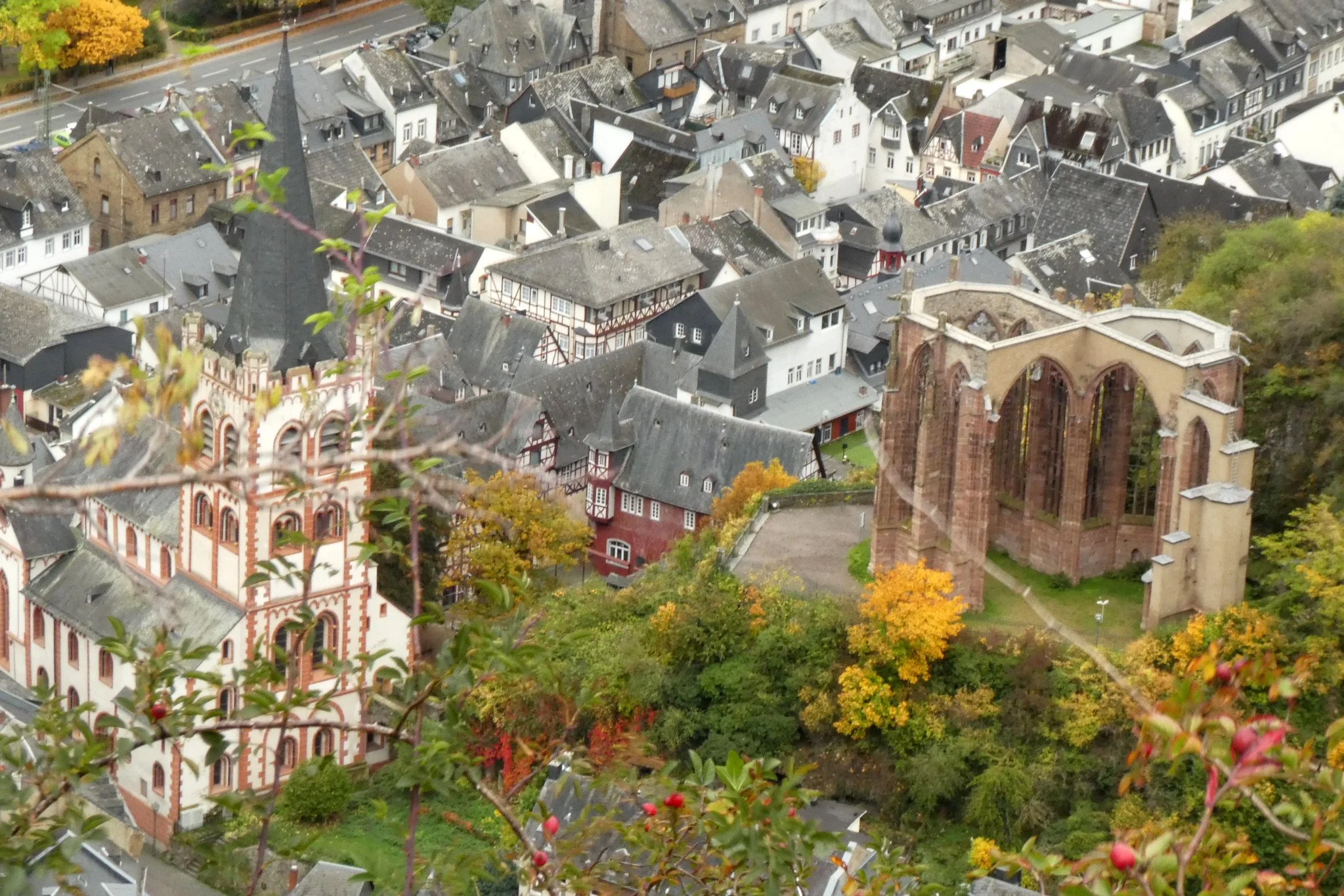 Werner Chapel Ruins with the town of Bacharach below