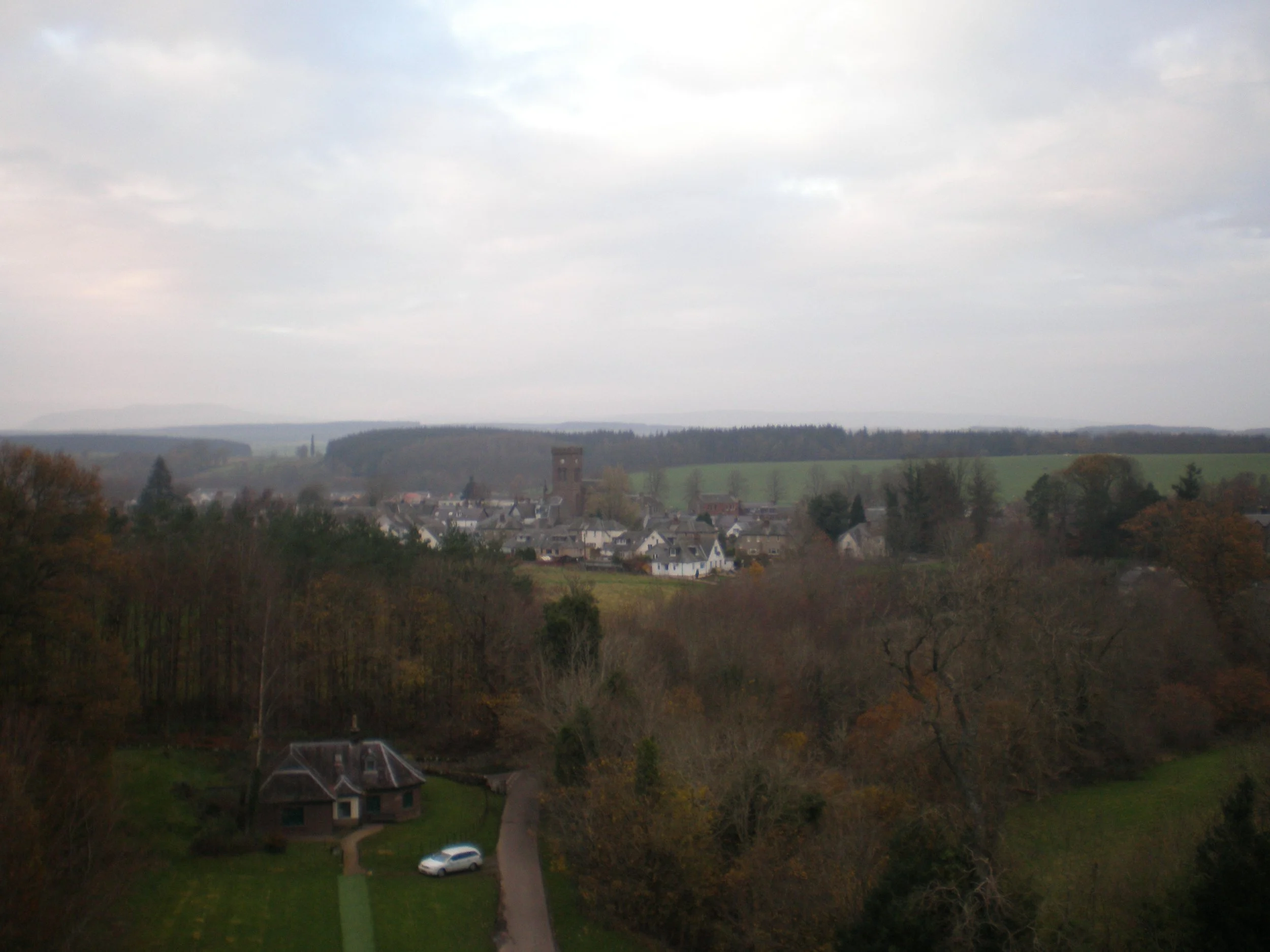 Looking back towards the village of Doune from the castle ramparts