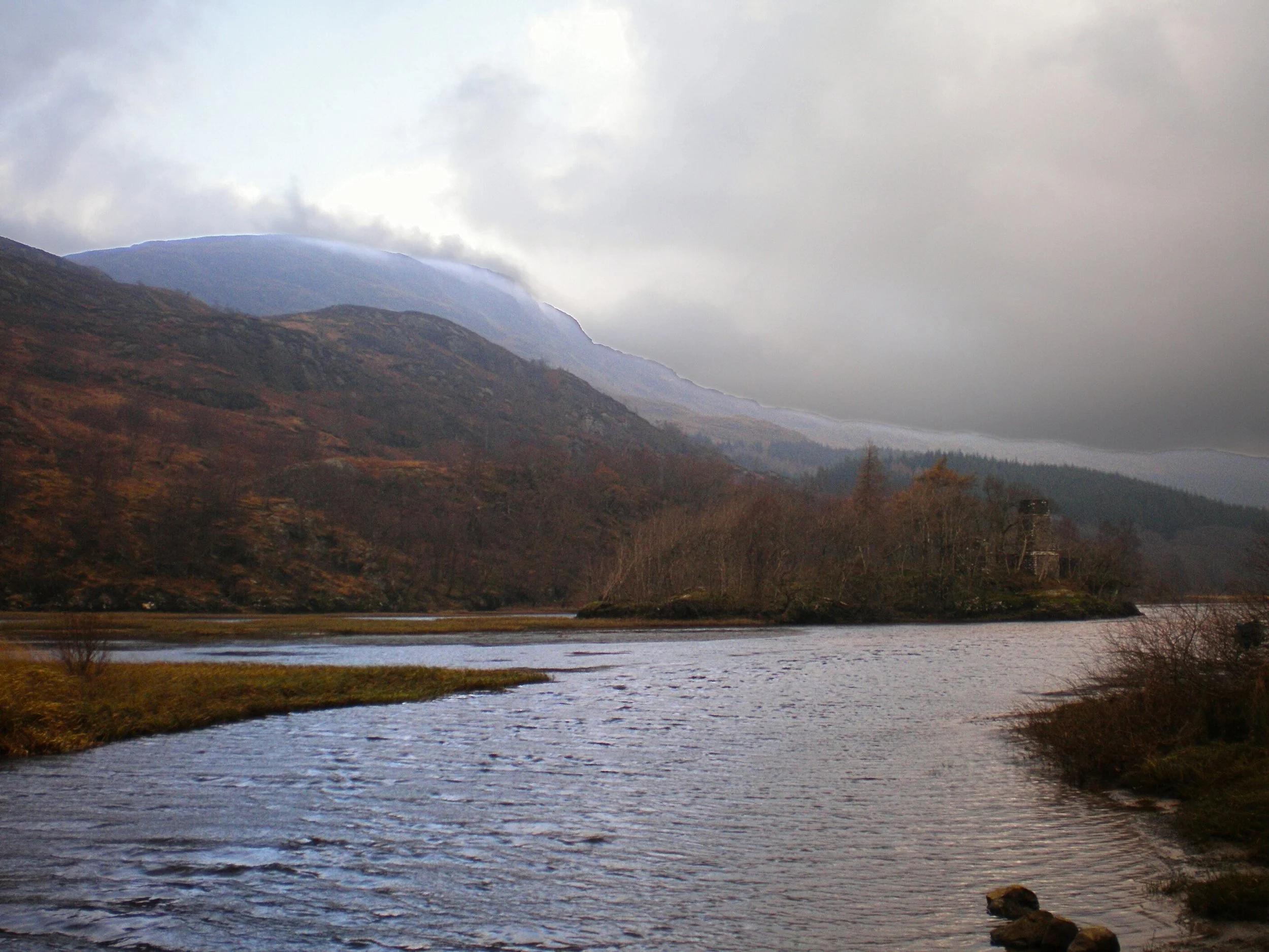 Loch Lomond with small island in the middle