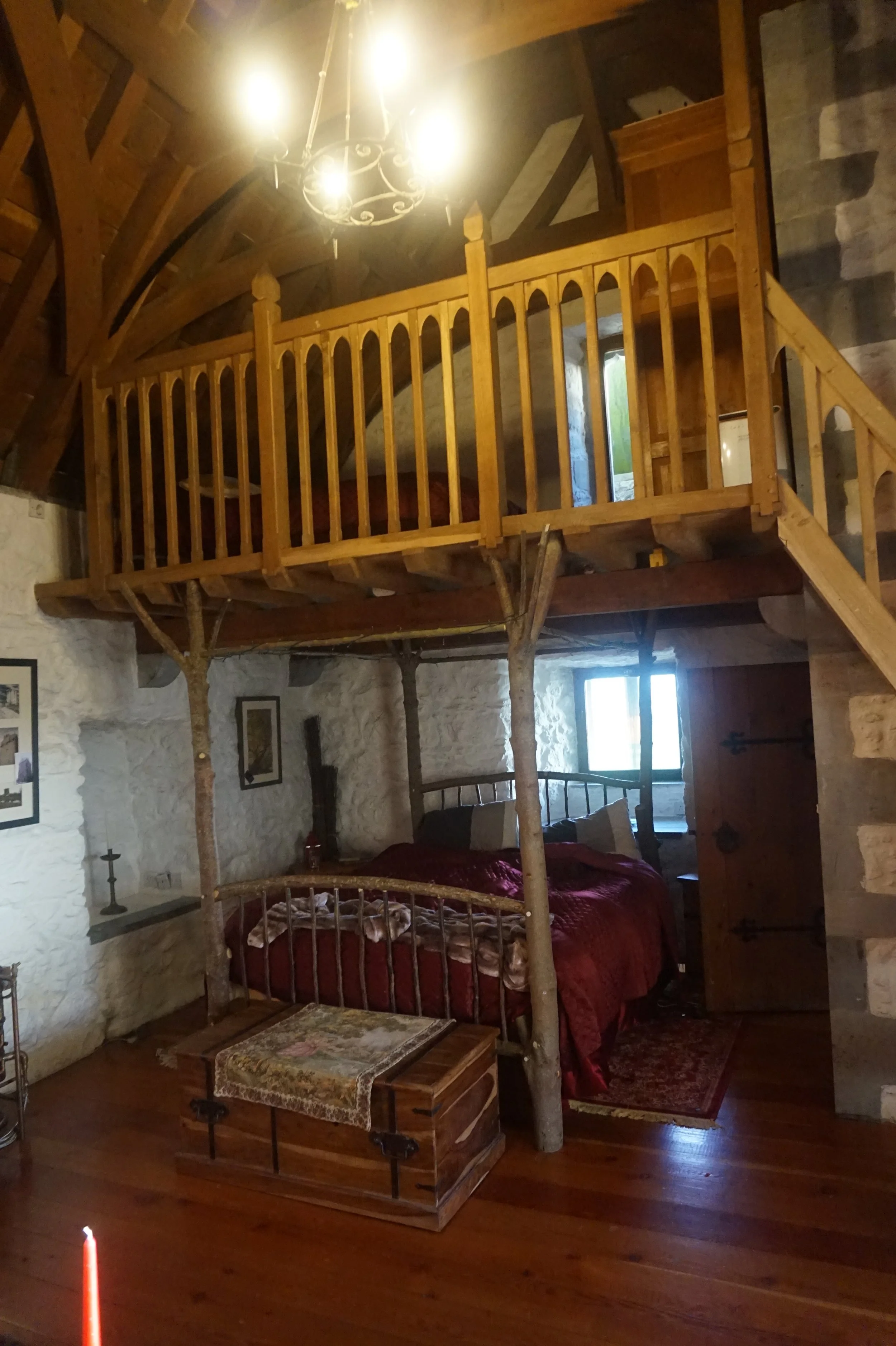 Room in AirBnB castle near Galway with wooden four poster bed