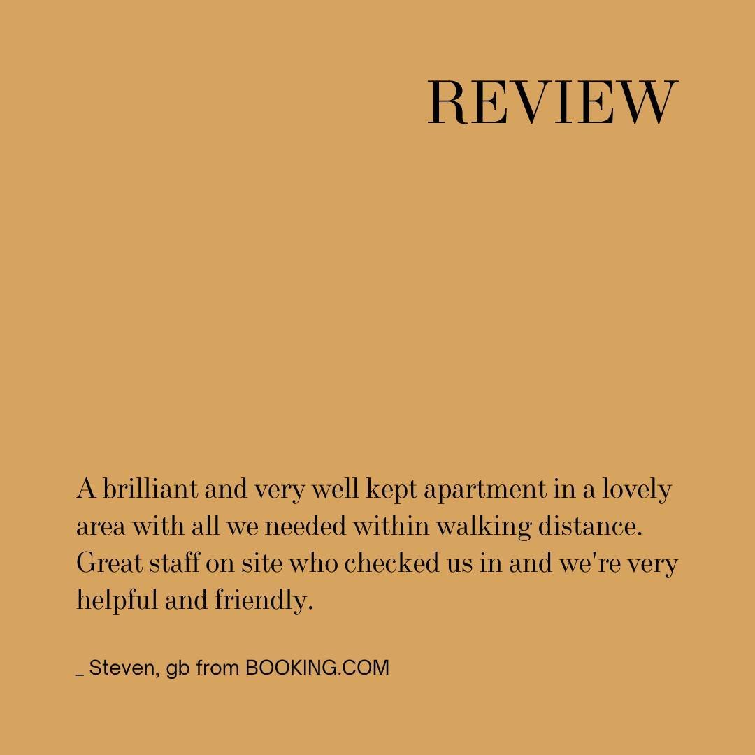 We always thank our guests for their positive reviews! We love to know that you enjoyed your stay in our apartments and it motivates us to keep improving day by day to offer you more comfort and well-being, in short the best possible experience. Your