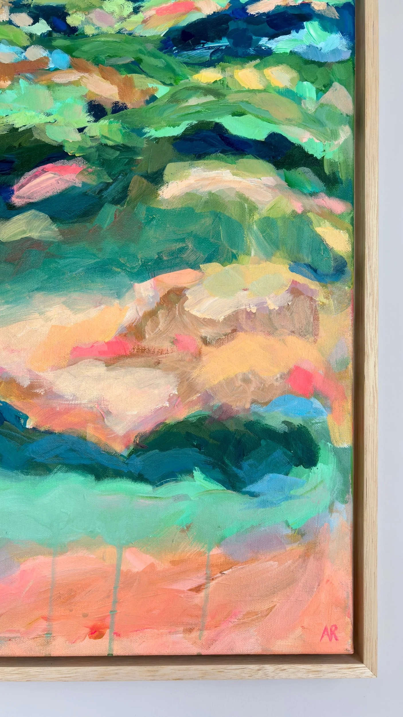 Close up of an abstract landscape colourful, vibrant by Amy Rhodes
