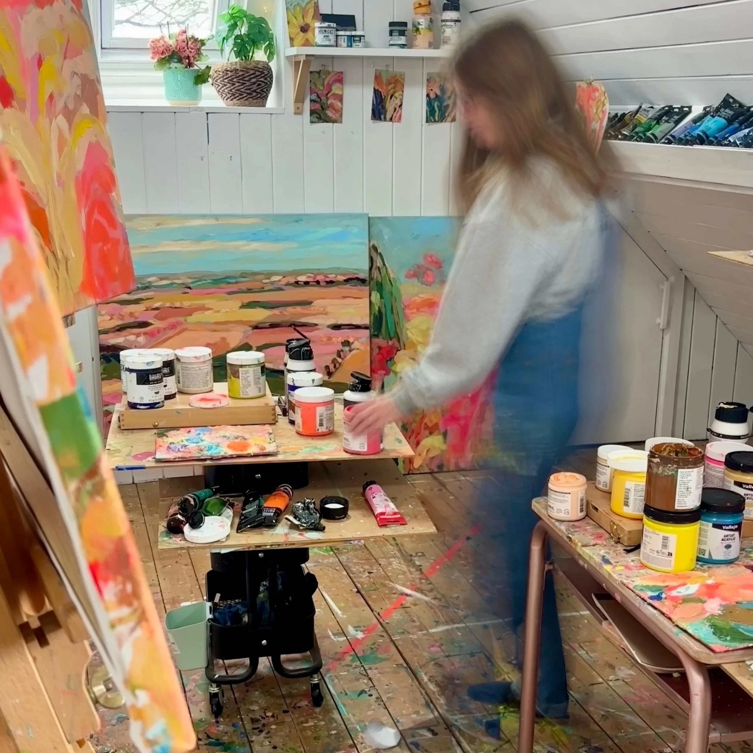 Amy Rhodes studio artist bright paintings