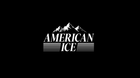 Logo for American Ice featuring mountain peaks and stylized text.