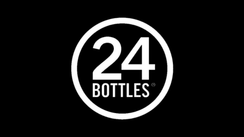 24 Bottles logo with a black background and white text inside a circle.
