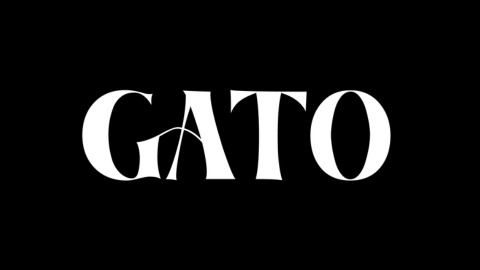 Text that says "GATO" in white letters on a black background.