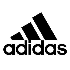 Adidas logo featuring three diagonal stripes above the word 'adidas'