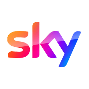 The logo for SKY with colorful gradient letters.