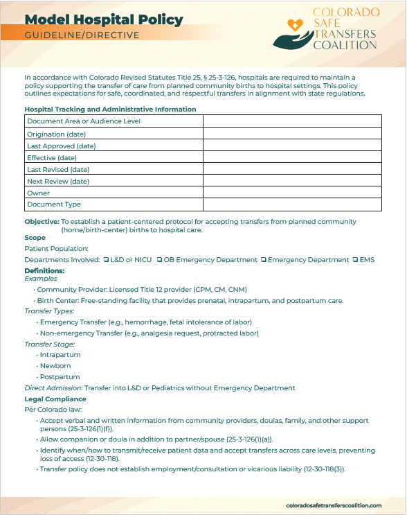 Model Hospital Transfer Guideline