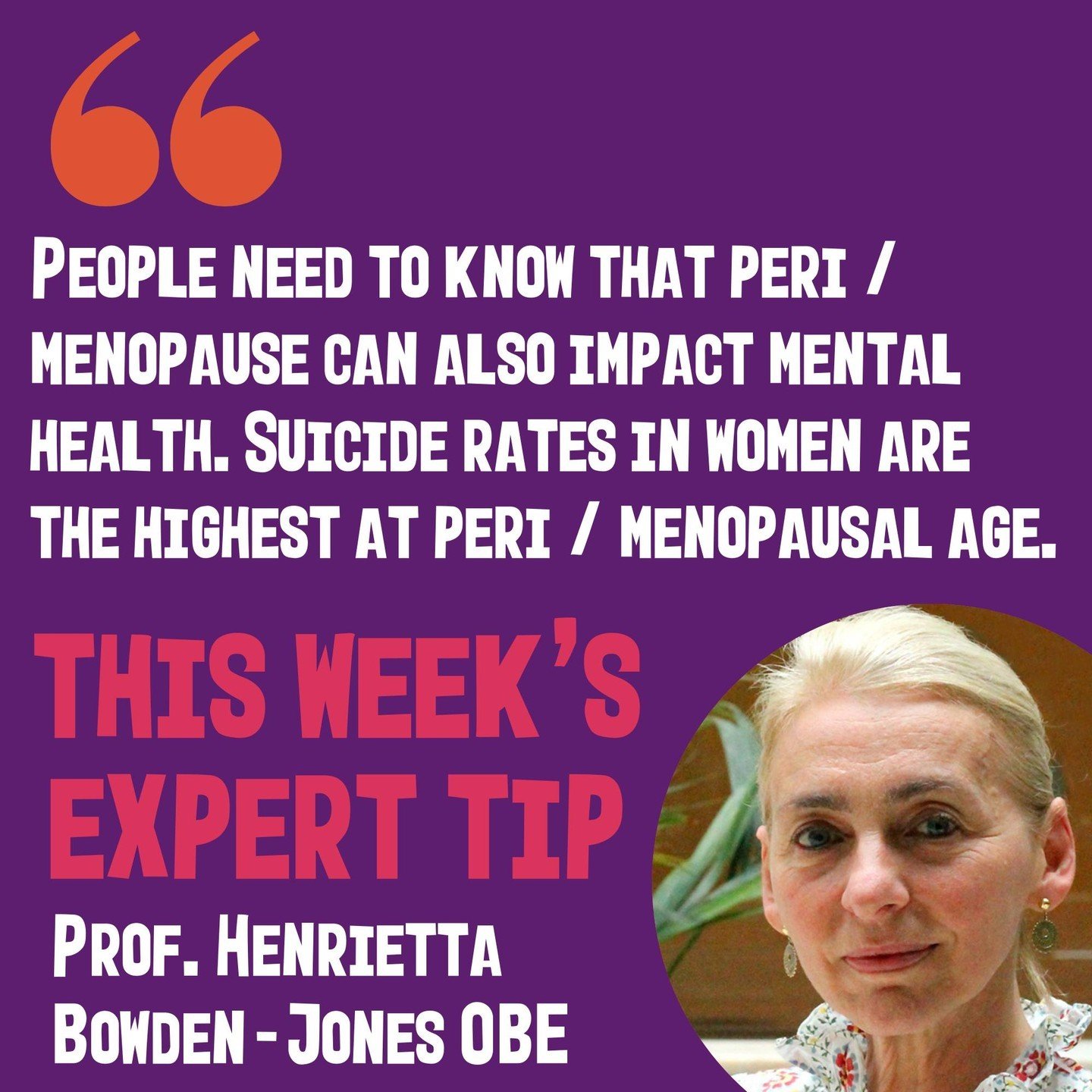 Prof Henrietta Bowden-Jones OBE is a consultant psychiatrist with a specialty in addictions.

Thank you for that great advice Professor. The impact of menopause on mental well-being is just as significant as its effects on physical health.

#Menopaus
