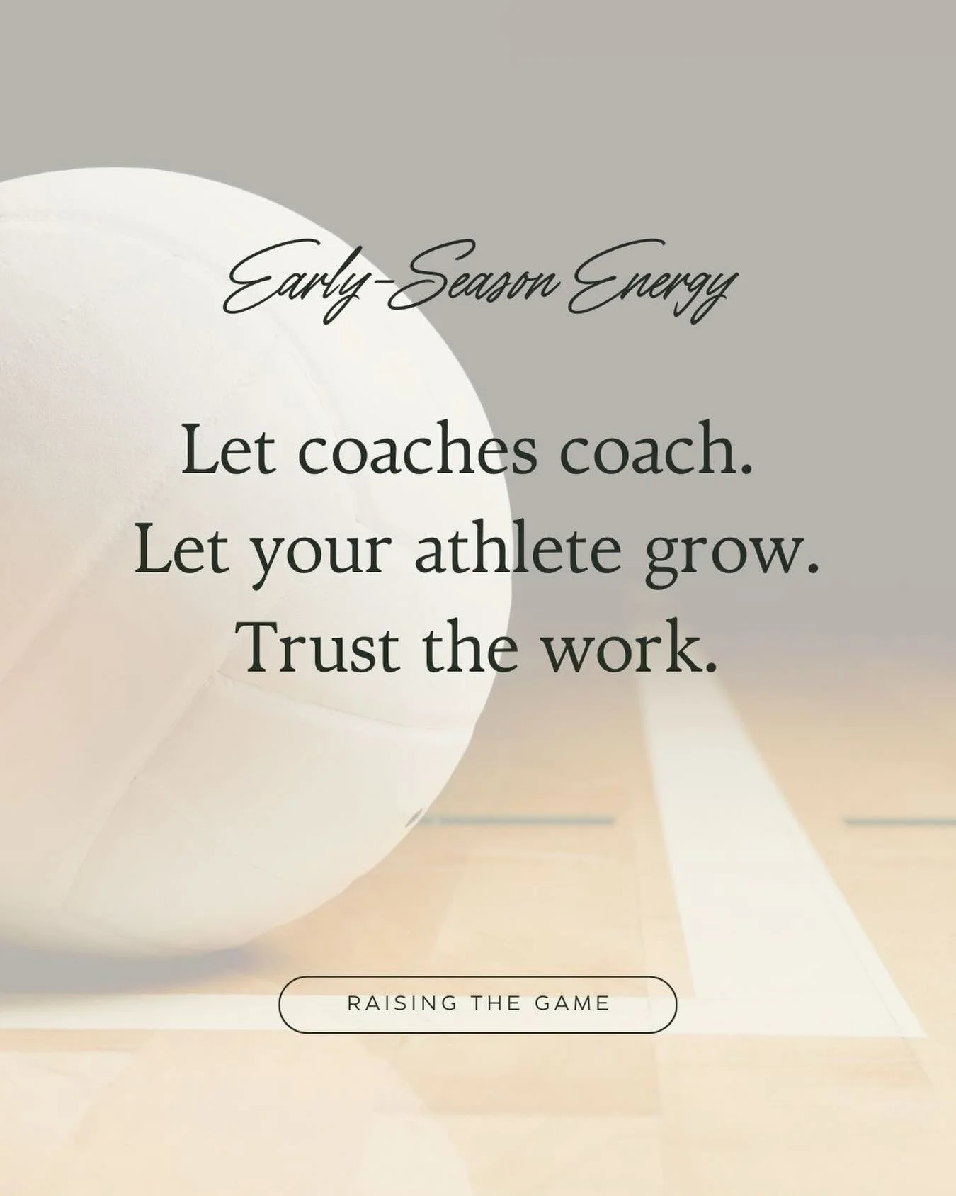 The season is still brand new, and that&rsquo;s exactly how it&rsquo;s supposed to feel. 🏐✨

Your athlete doesn&rsquo;t need to strive for perfection right now. She needs sleep, steady routines, and a parent who keeps things calm on practice days. 
