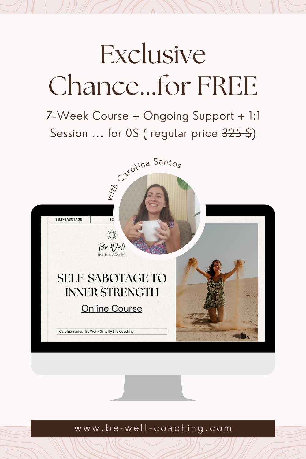 Promotional graphic for the Self-Sabotage to Inner Strength online course, designed to help build confidence, set boundaries, and live with greater clarity.