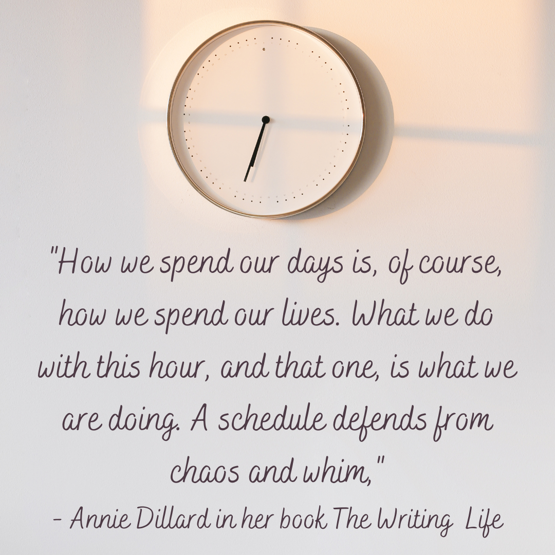 Wall clock with a quote about how we spend our time, highlighting the importance of effective time management.